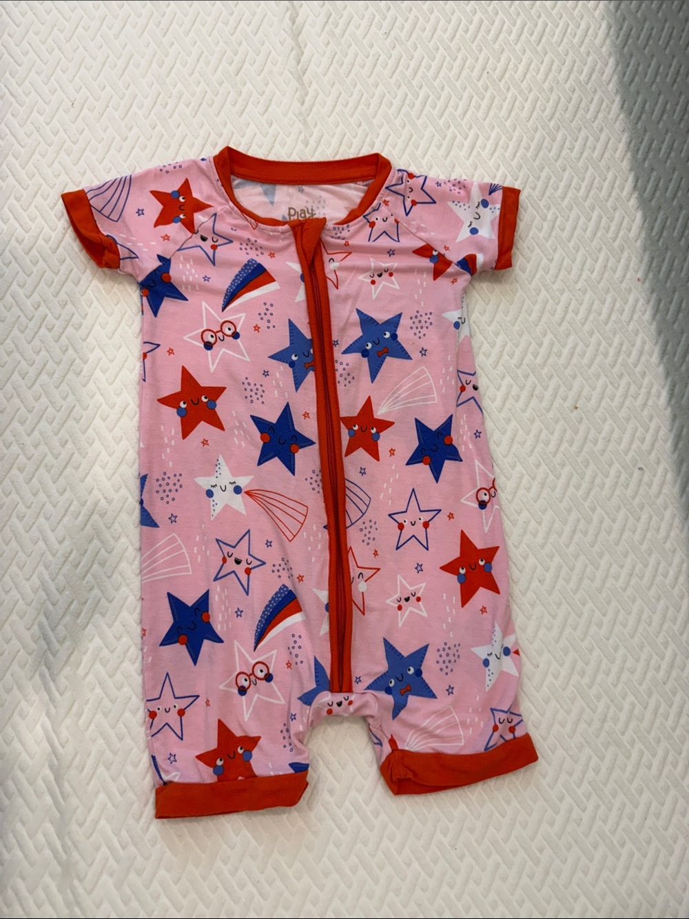 Little Sleepies Play, 12-18mo. Pink Star-Print One-Piece Romper.